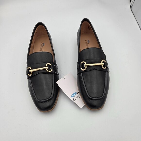 Aqua College 7M Black Slip on Flat Loafer w/Gold Trim on Top. - Picture 1 of 4